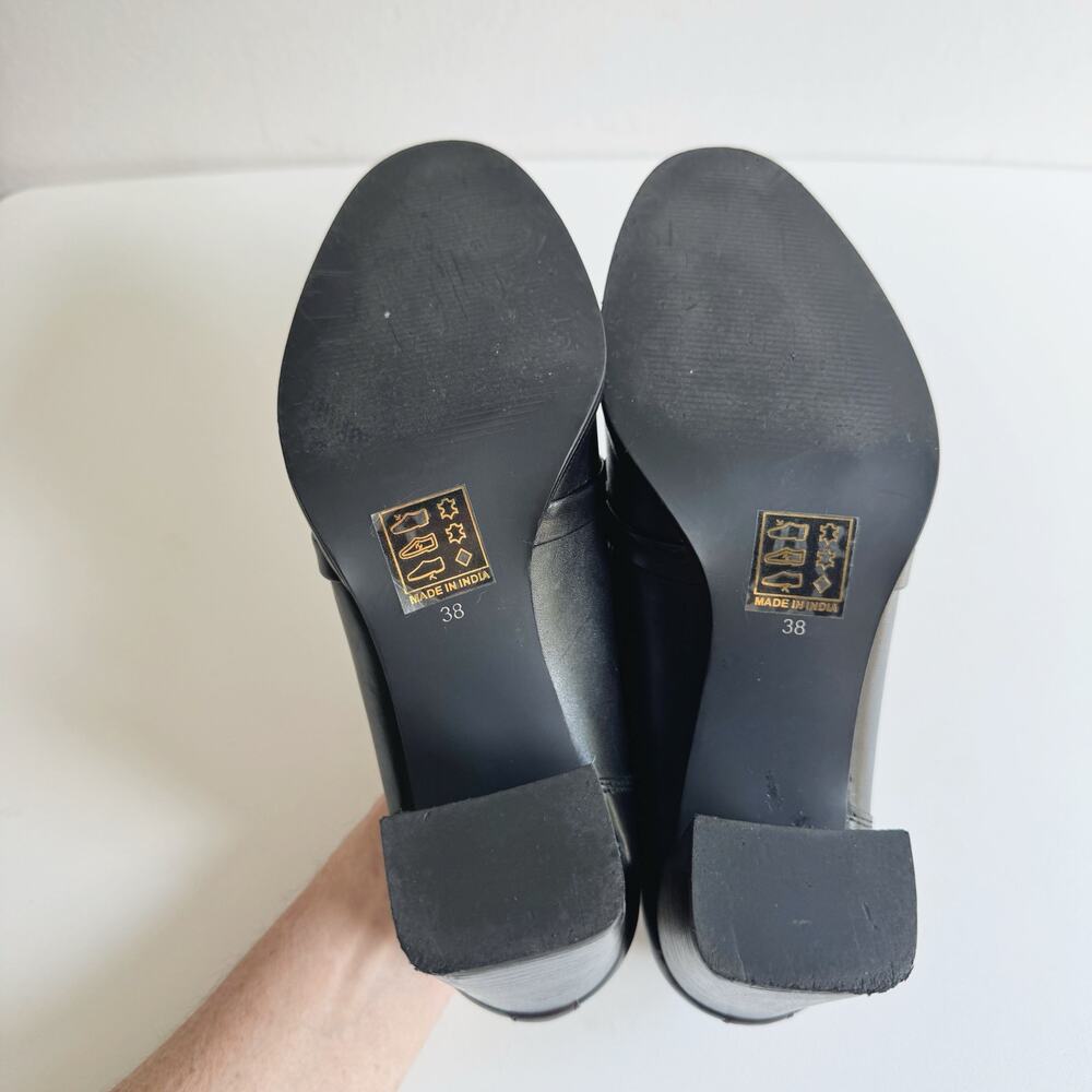 Radley London Black Leather Cavendish Mews Chunky Chain Heeled Loafer Size 38/8 - Picture 7 of 7